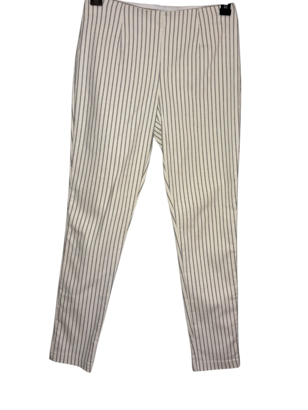 Calvin Klein Ivory Blue‎ Striped Pull On Skinny Pants Size 8 Stretch Office Work